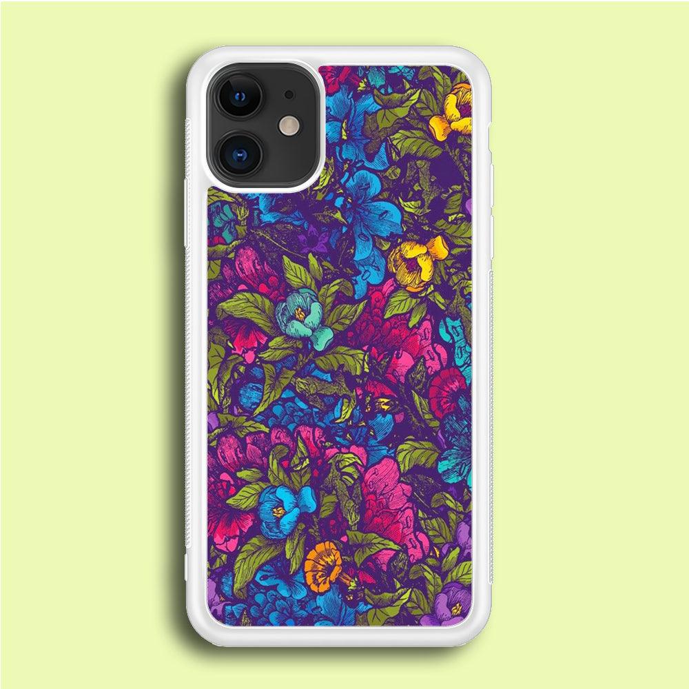 Flower Pattern 005 iPhone 12 Mini Case-Rubber / White (2D Case)-Xtracase