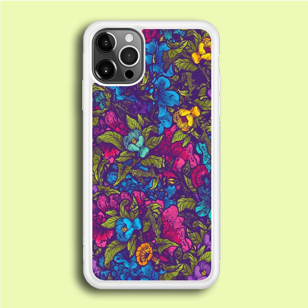 Flower Pattern 005 iPhone 12 Pro Case-Rubber / White (2D Case)-Xtracase