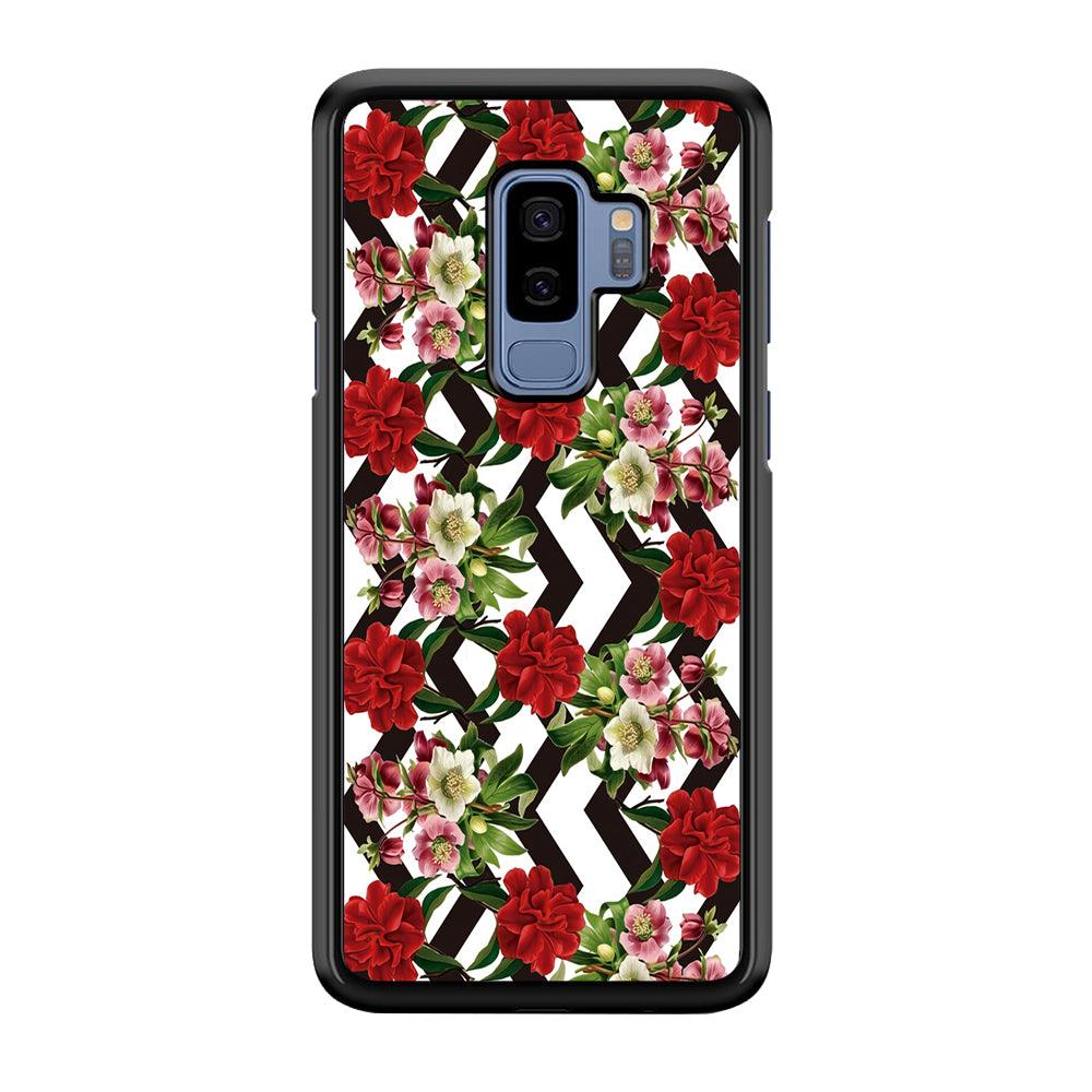 Flowers Zigzag Stripe Samsung Galaxy S9 Plus Case-Plastic / Full Wrap (3D Case)-Xtracase