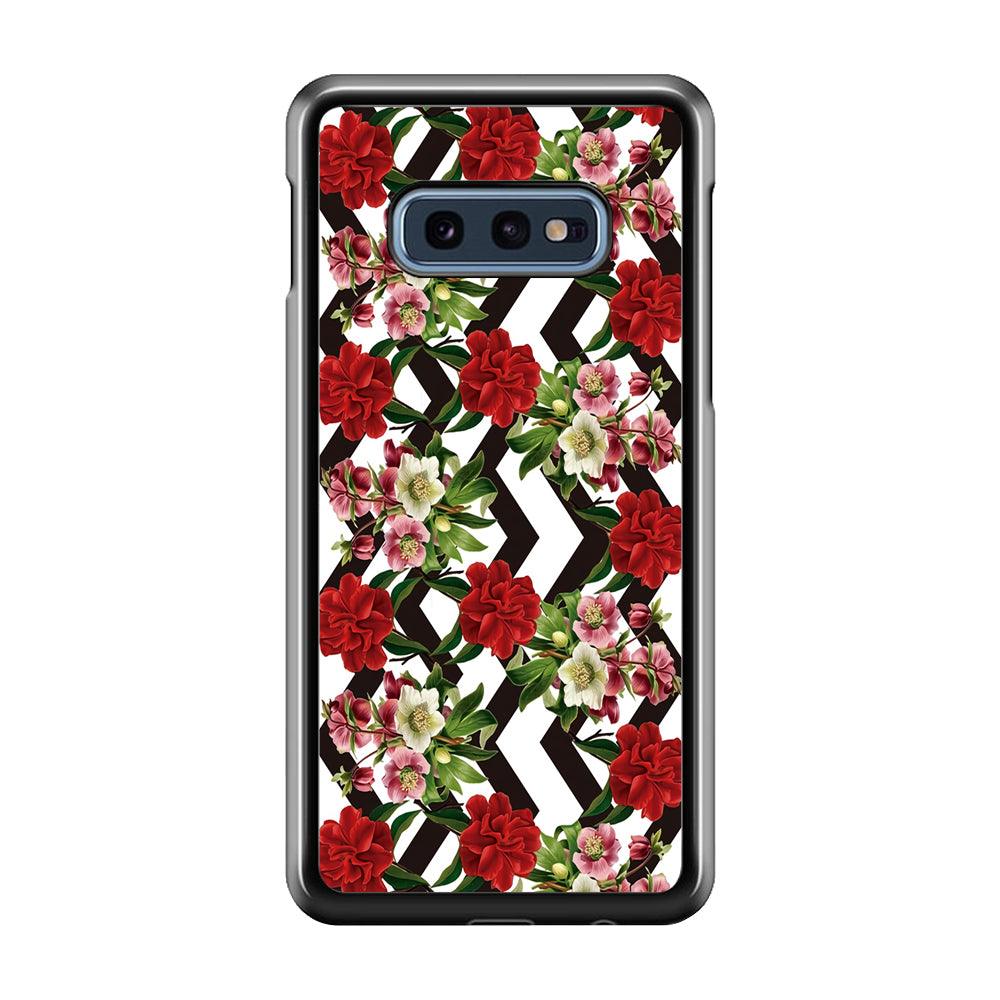 Flowers Zigzag Stripe Samsung Galaxy S10E Case-Plastic / Full Wrap (3D Case)-Xtracase