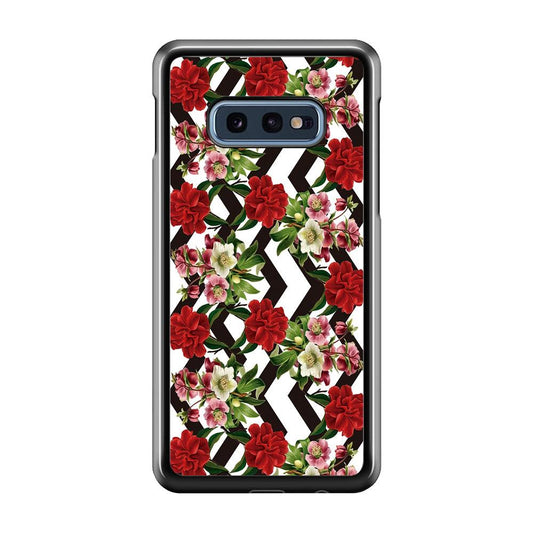 Flowers Zigzag Stripe Samsung Galaxy S10E Case-Plastic / Full Wrap (3D Case)-Xtracase