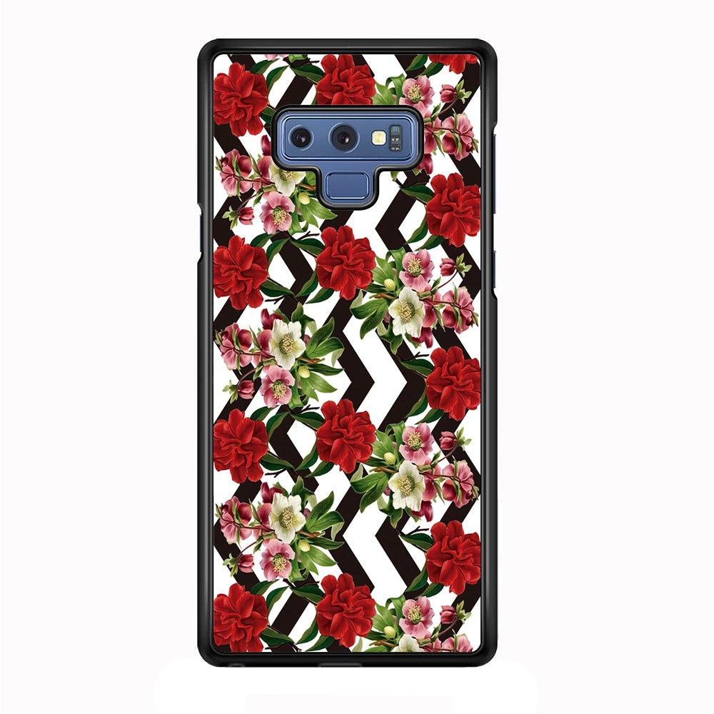 Flowers Zigzag Stripe Samsung Galaxy Note 9 Case-Plastic / Full Wrap (3D Case)-Xtracase