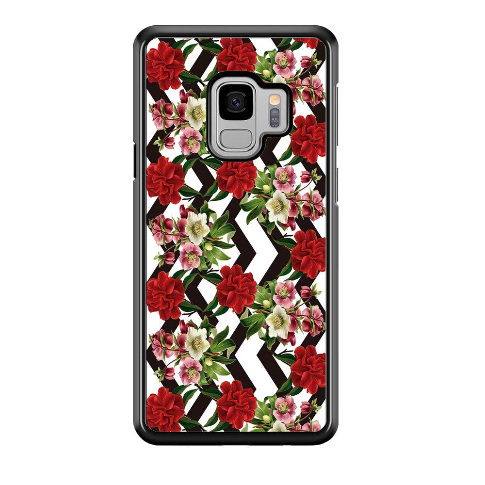 Flowers Zigzag Stripe Samsung Galaxy S9 Case-Plastic / Full Wrap (3D Case)-Xtracase