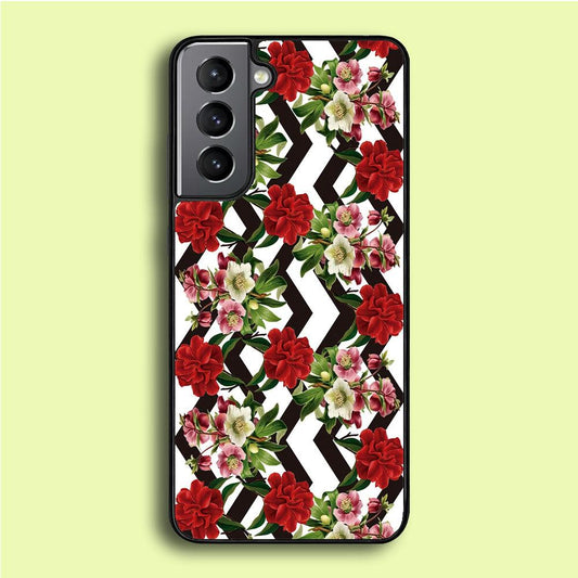 Flowers Zigzag Stripe Samsung Galaxy A16 Case-Plastic / Full Wrap (3D Case)-Xtracase