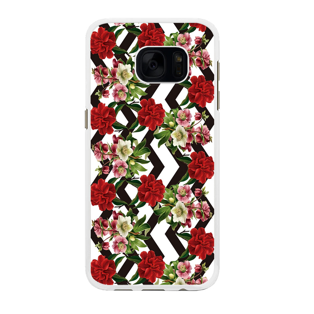 Flowers Zigzag Stripe Samsung Galaxy S7 Case