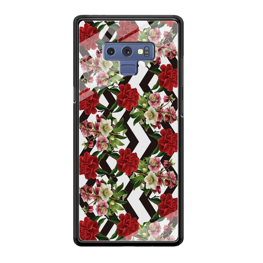 Flowers Zigzag Stripe Samsung Galaxy Note 9 Case
