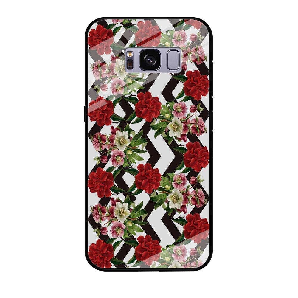 Flowers Zigzag Stripe Samsung Galaxy S8 Case-Tempered Glass Case-Xtracase