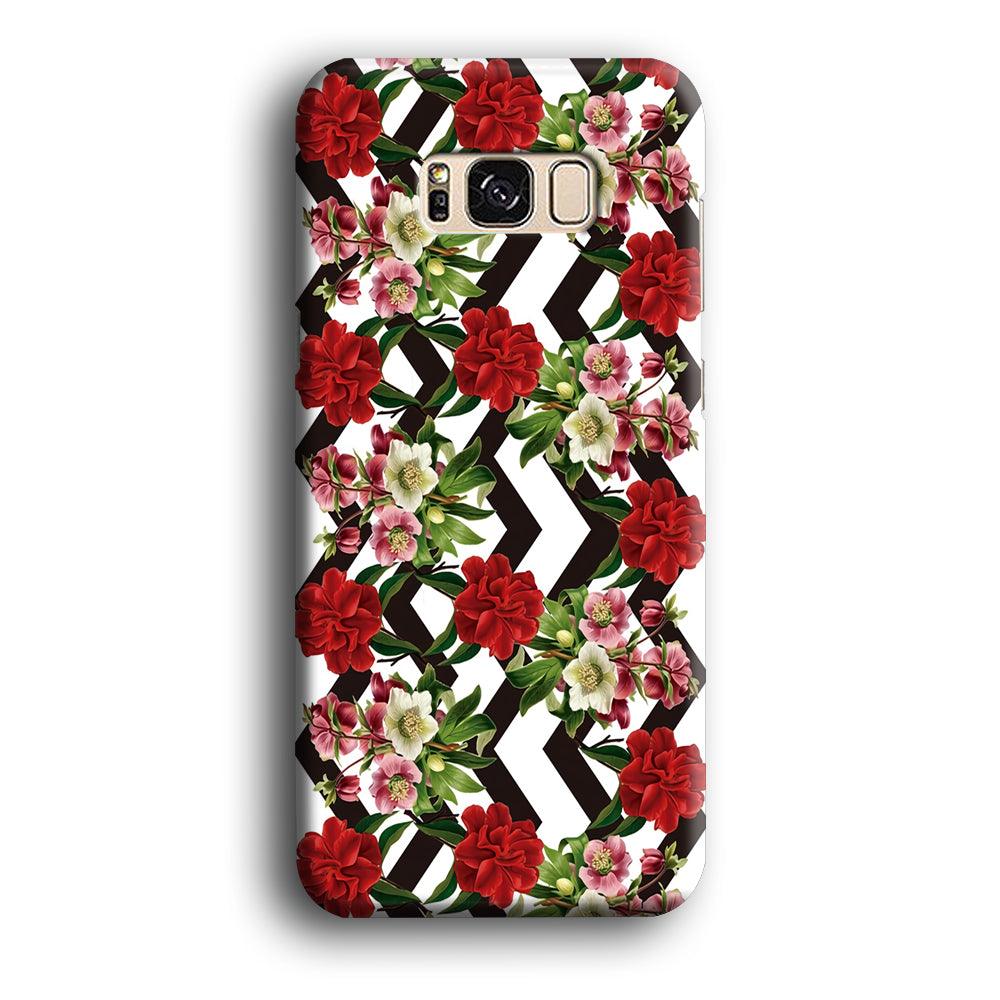 Flowers Zigzag Stripe Samsung Galaxy S8 Case-Plastic / Full Wrap (3D Case)-Xtracase