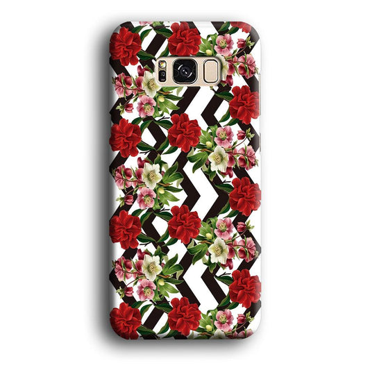 Flowers Zigzag Stripe Samsung Galaxy S8 Case-Plastic / Full Wrap (3D Case)-Xtracase