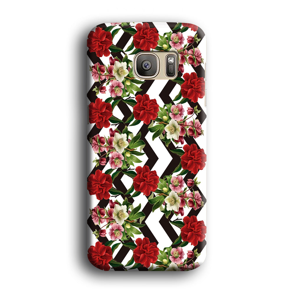 Flowers Zigzag Stripe Samsung Galaxy S7 Edge Case