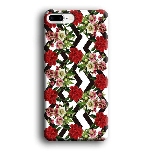 Flowers Zigzag Stripe iPhone 7 Plus Case-Plastic / Full Wrap (3D Case)-Xtracase