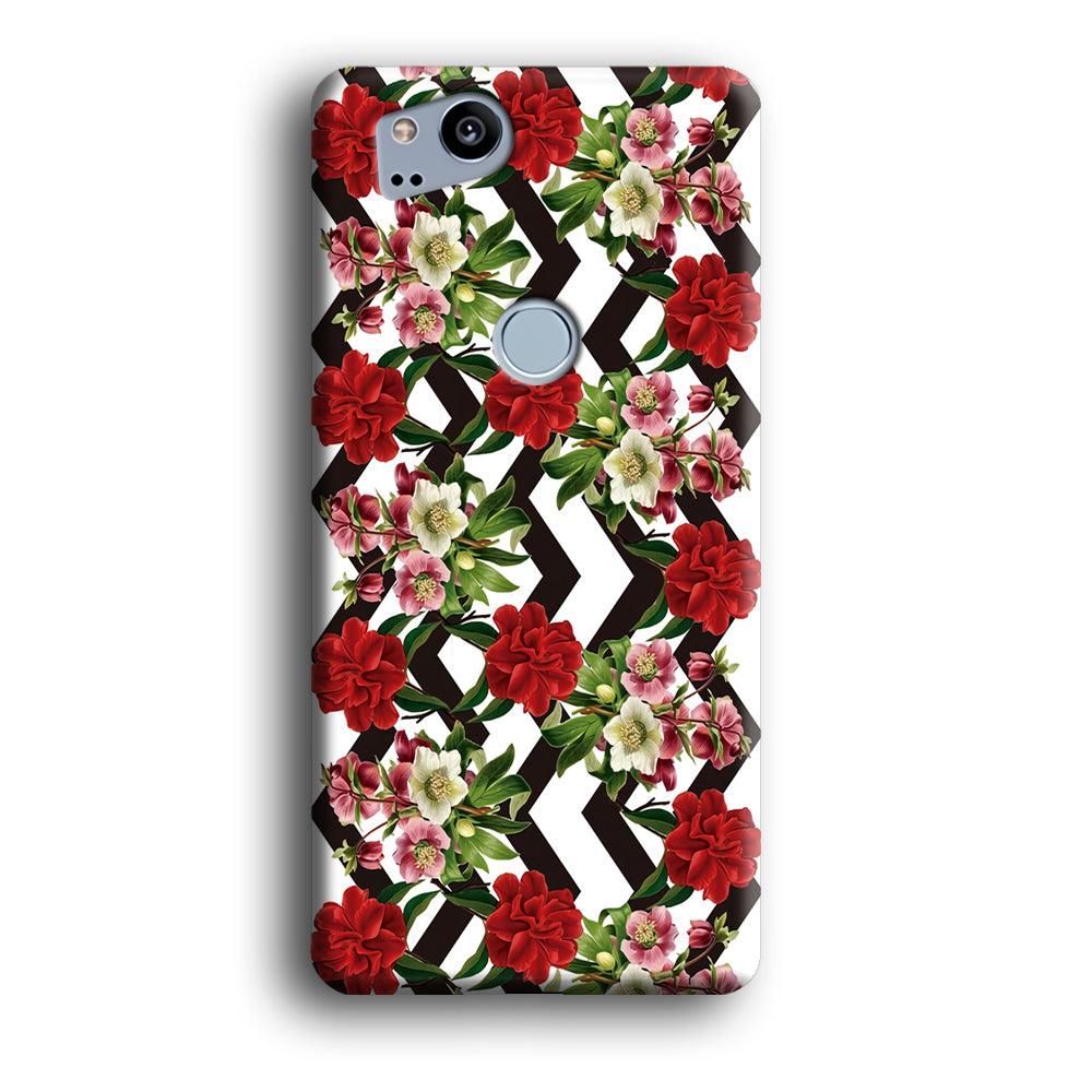 Flowers Zigzag Stripe Google Pixel 2 3D Case-Xtracase