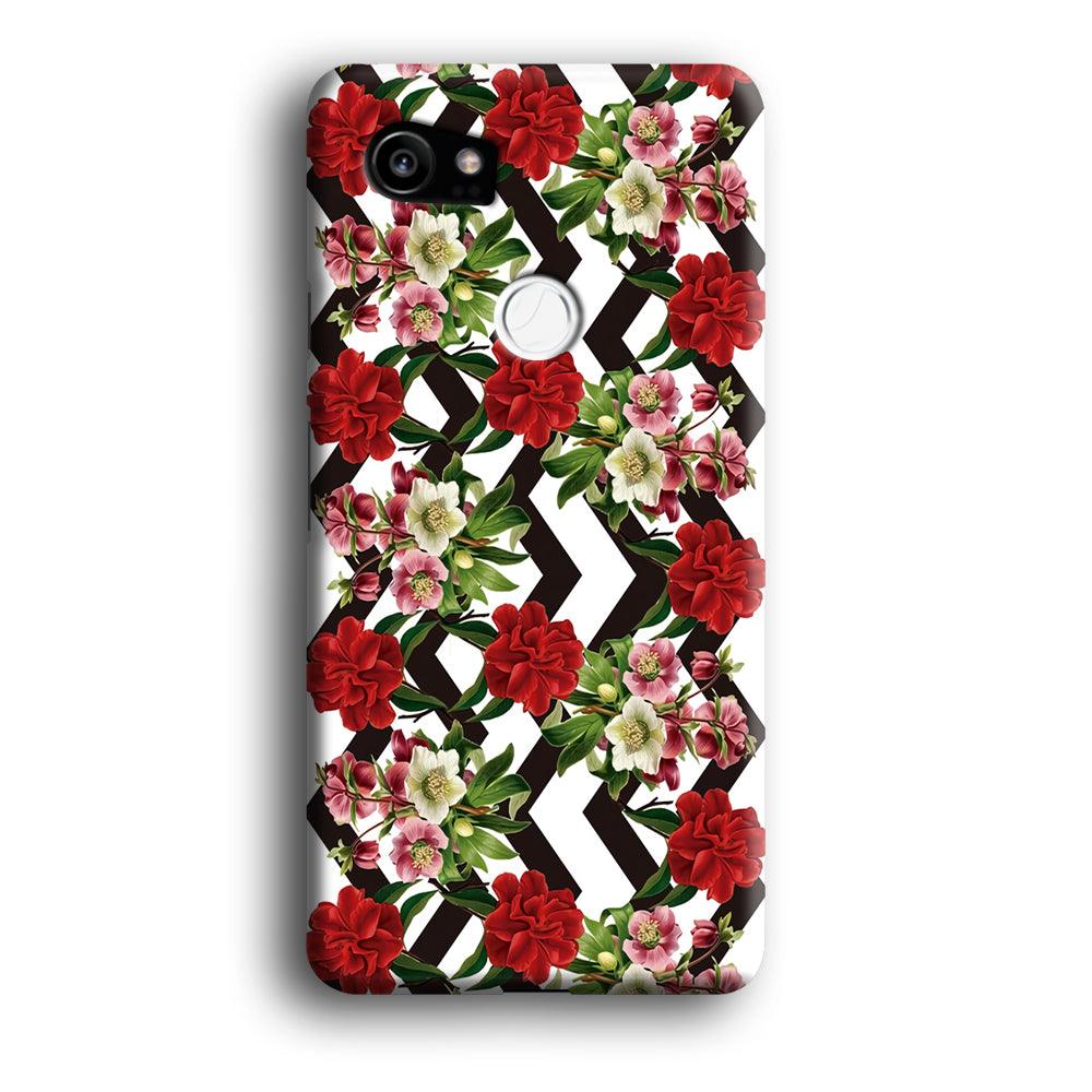 Flowers Zigzag Stripe Google Pixel 2 XL 3D Case-Xtracase