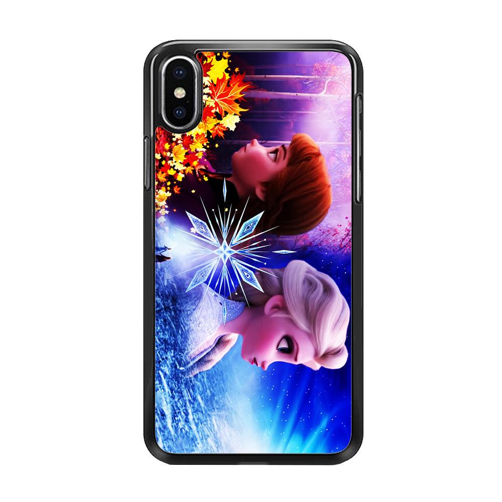 Frozen Elsa and Anna iPhone Xs Case-Rubber / Black (2D Case)-Xtracase