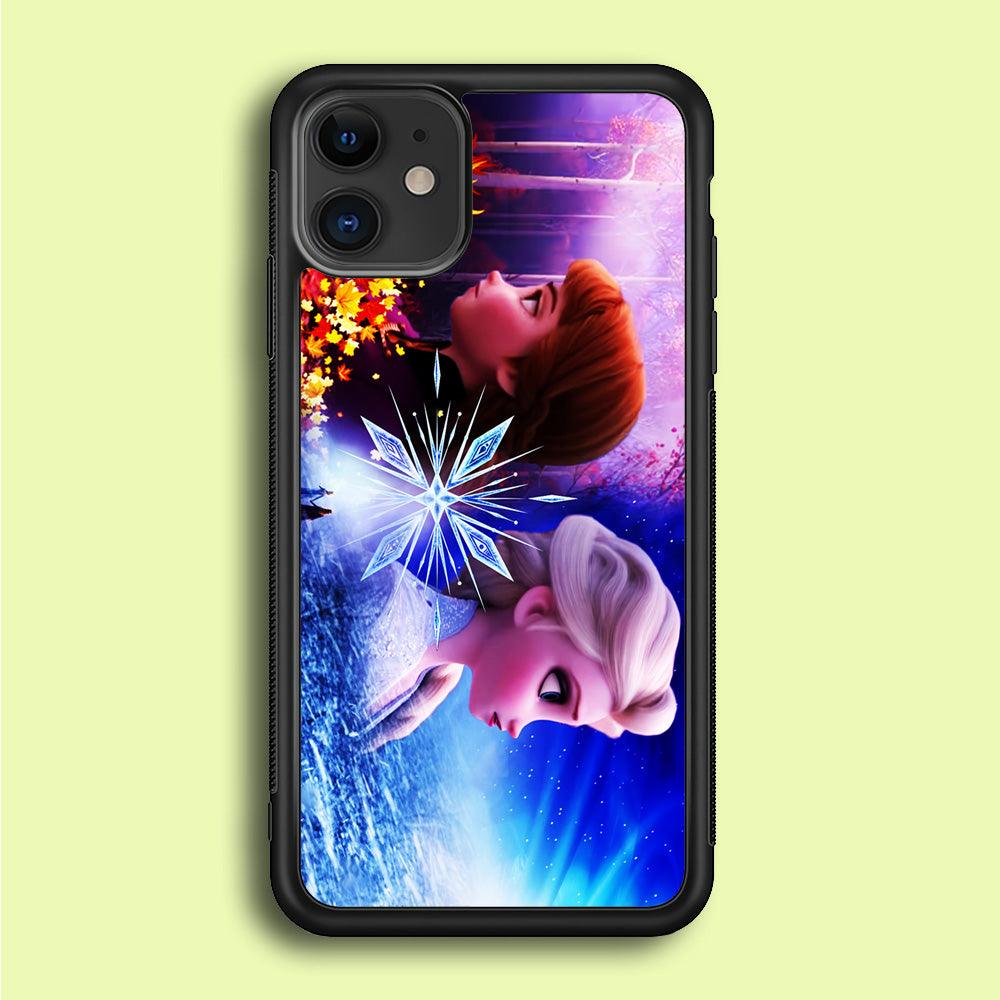 Frozen Elsa and Anna iPhone 12 Case-Rubber / Black (2D Case)-Xtracase