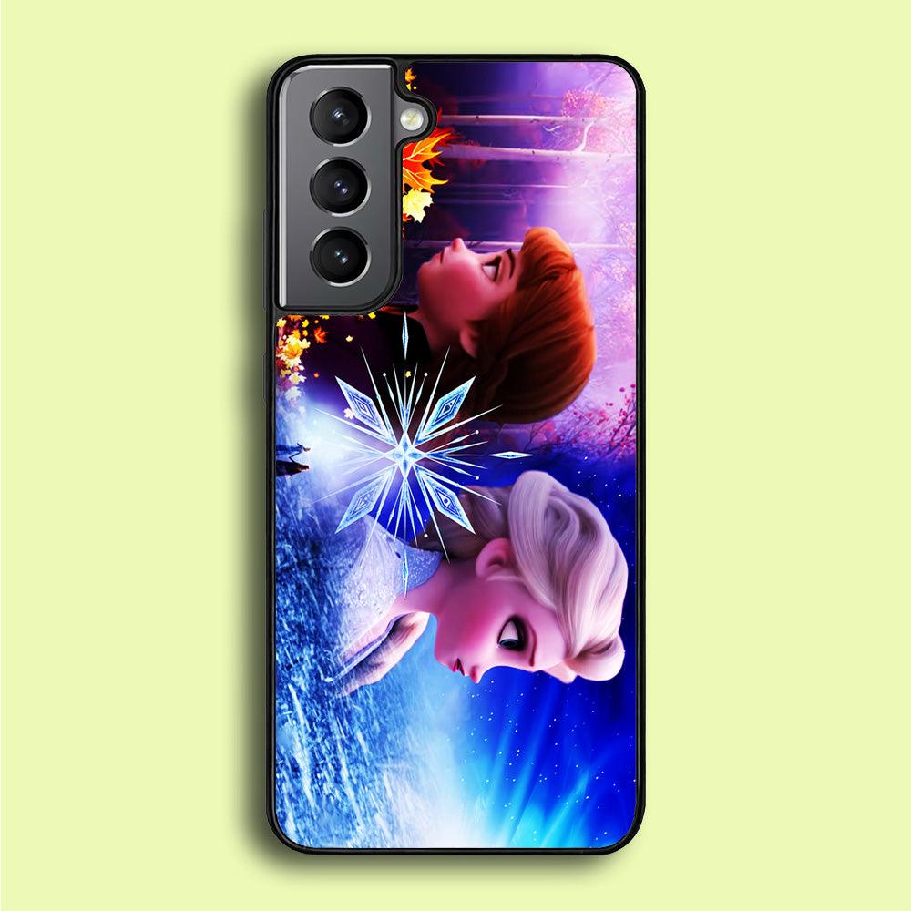Frozen Elsa and Anna Samsung Galaxy S21 Plus Case-Rubber / Black (2D Case)-Xtracase