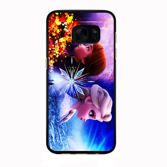 Frozen Elsa and Anna Samsung Galaxy S7 Edge Case-Rubber / Black (2D Case)-Xtracase
