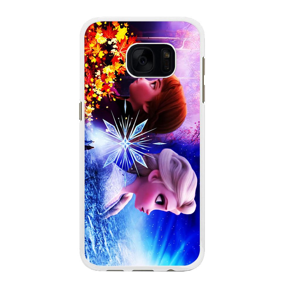 Frozen Elsa and Anna Samsung Galaxy S7 Edge Case-Rubber / White (2D Case)-Xtracase