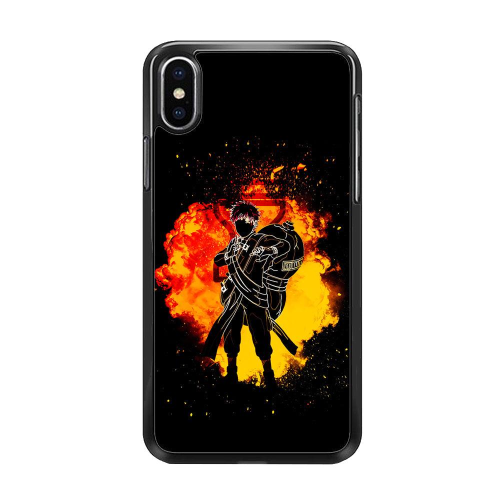Gaara Silhouette iPhone Xs Case-Rubber / Black (2D Case)-Xtracase