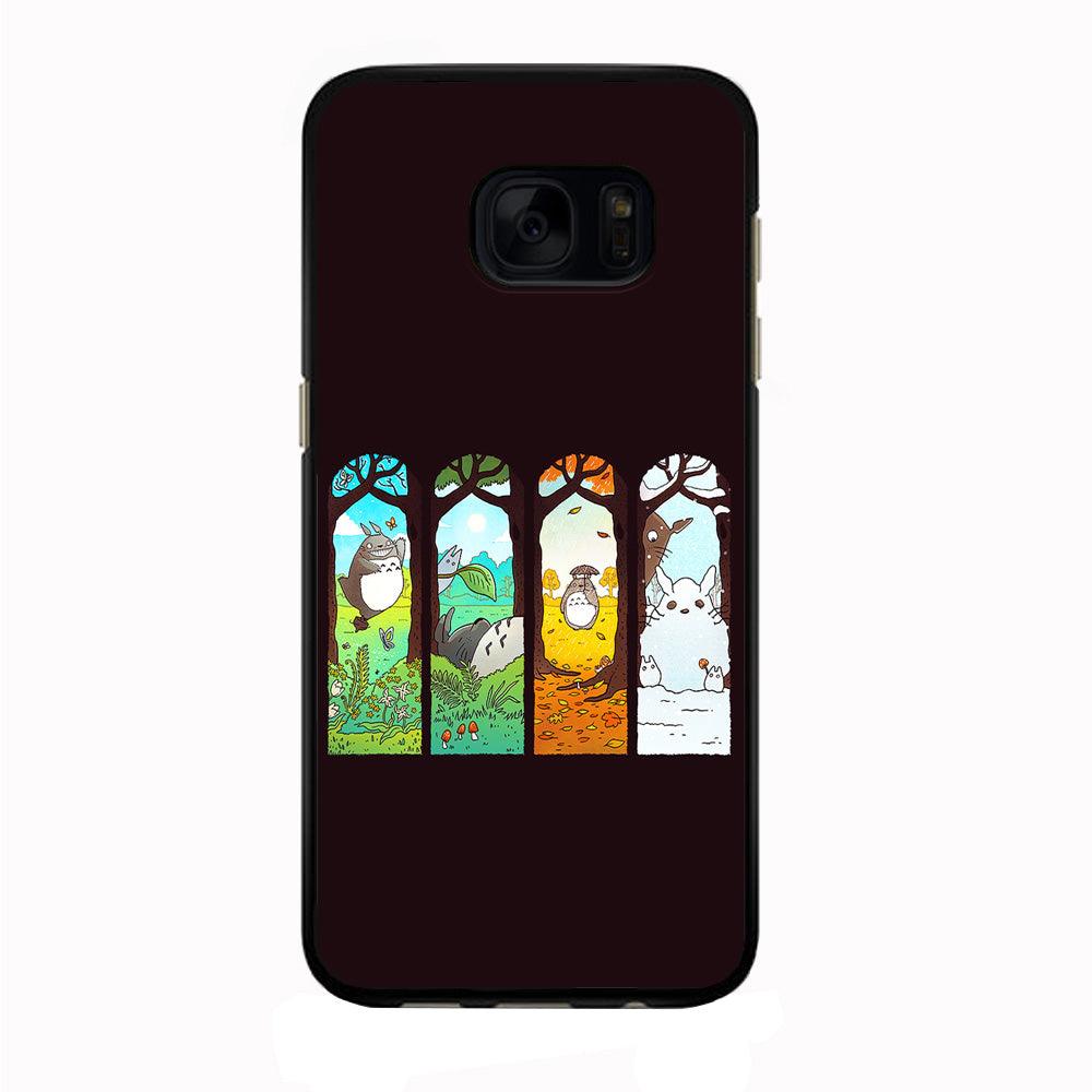Ghibli Elemental Charms Brown Samsung Galaxy S7 Edge Case-Rubber / Black (2D Case)-Xtracase