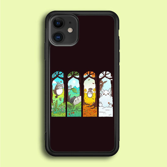 Ghibli Elemental Charms Brown iPhone 12 Mini Case-Rubber / Black (2D Case)-Xtracase