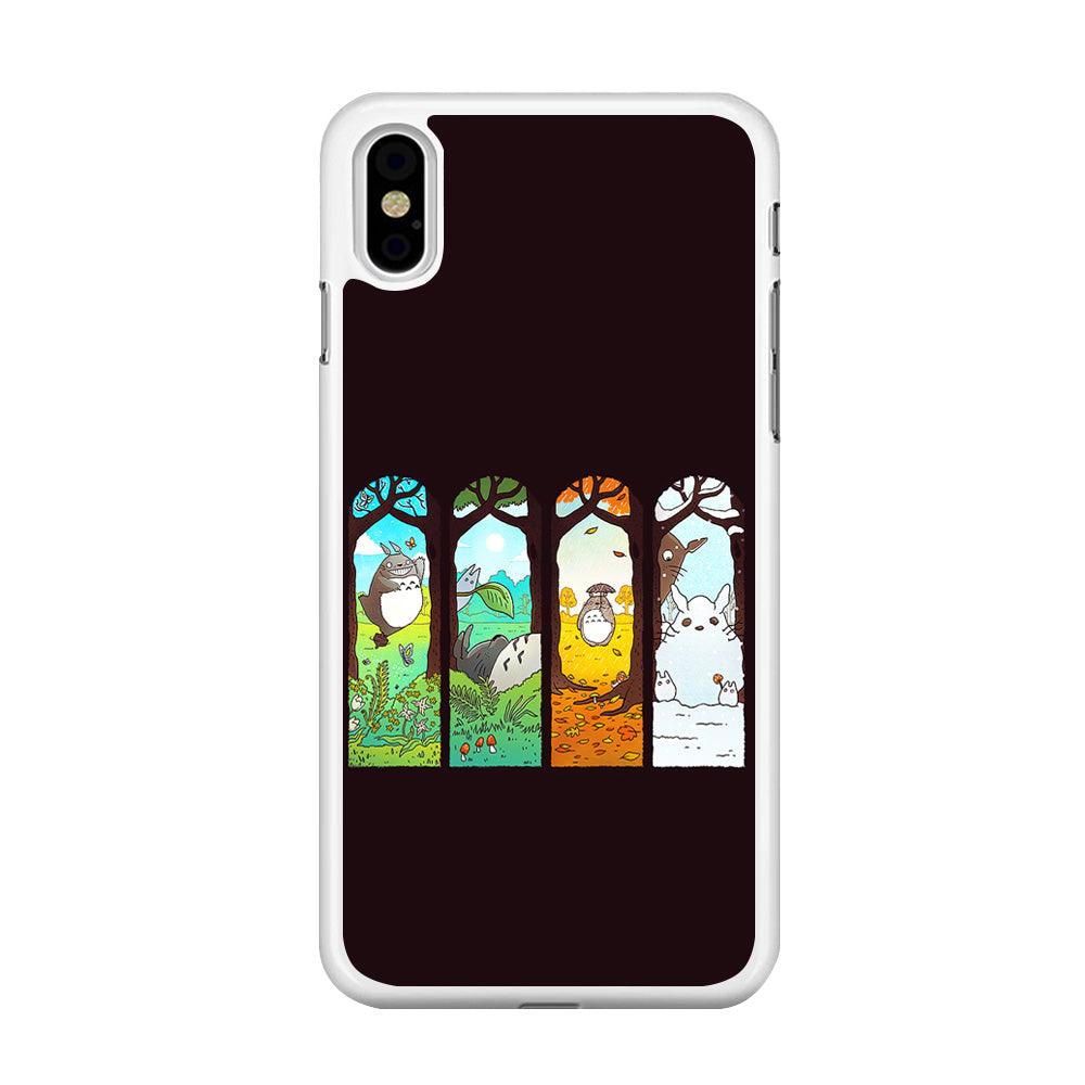 Ghibli Elemental Charms Brown iPhone X Case-Rubber / White (2D Case)-Xtracase