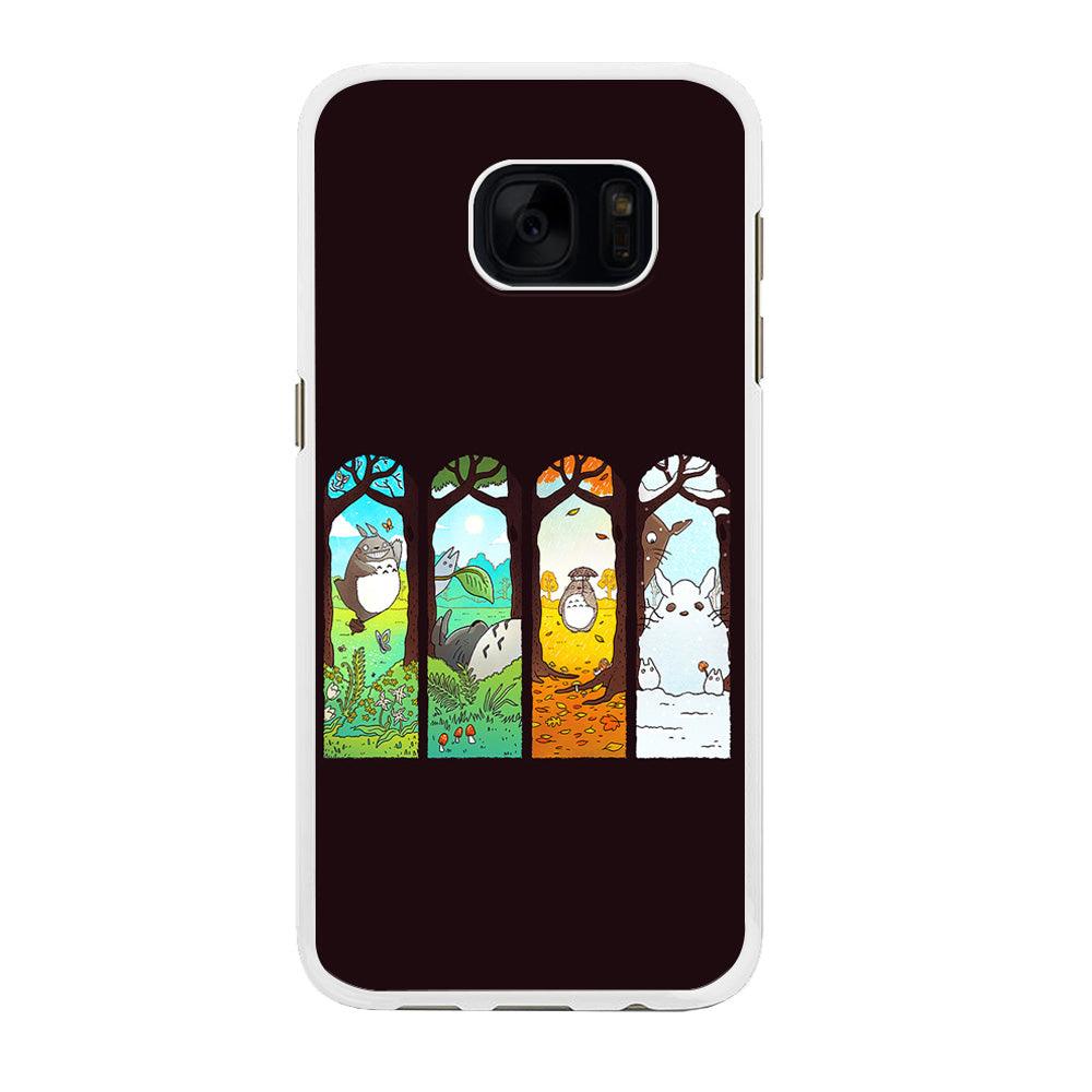 Ghibli Elemental Charms Brown Samsung Galaxy S7 Edge Case-Rubber / White (2D Case)-Xtracase