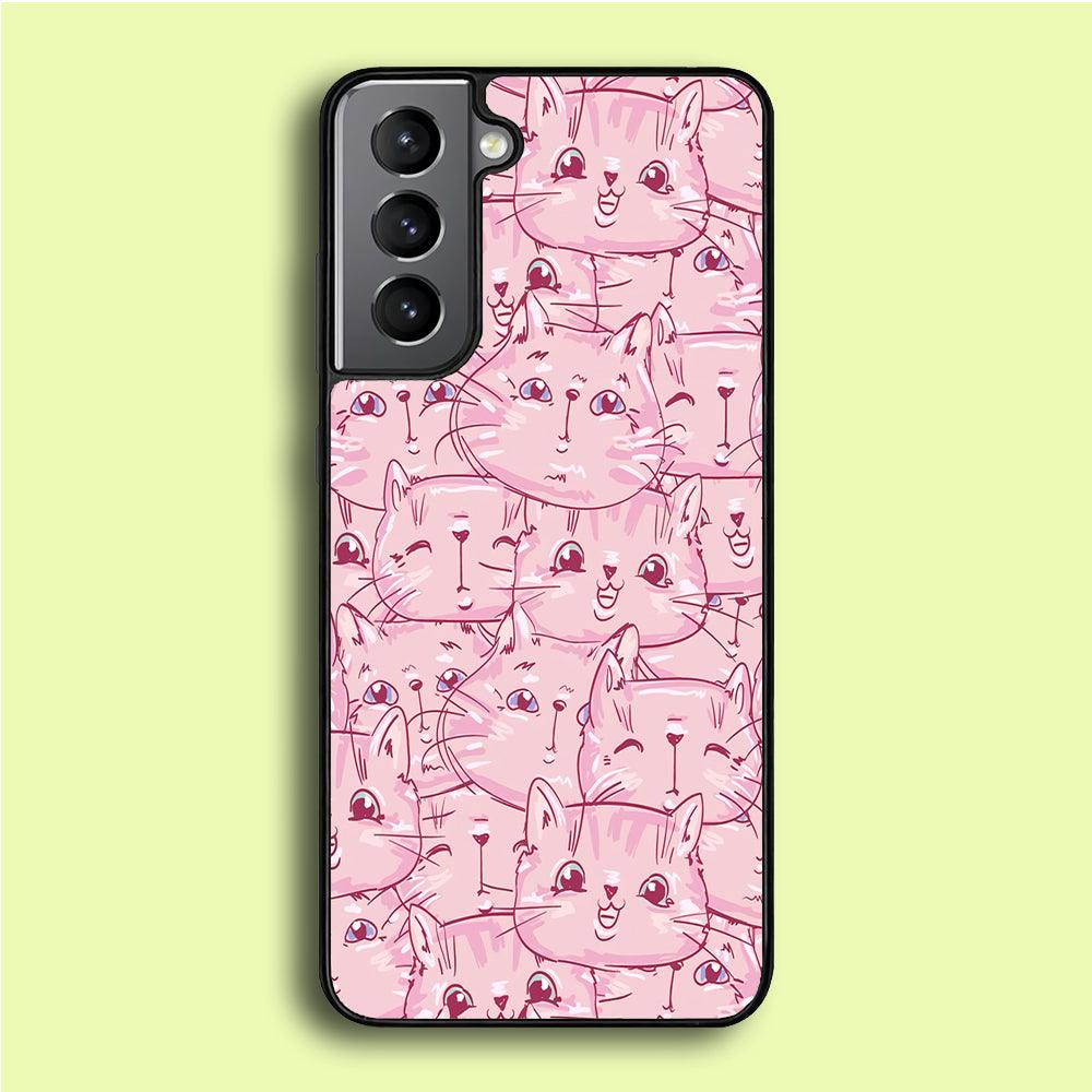 Girly Cute Face Cat Samsung Galaxy A16 Case-Rubber / White (2D Case)-Xtracase