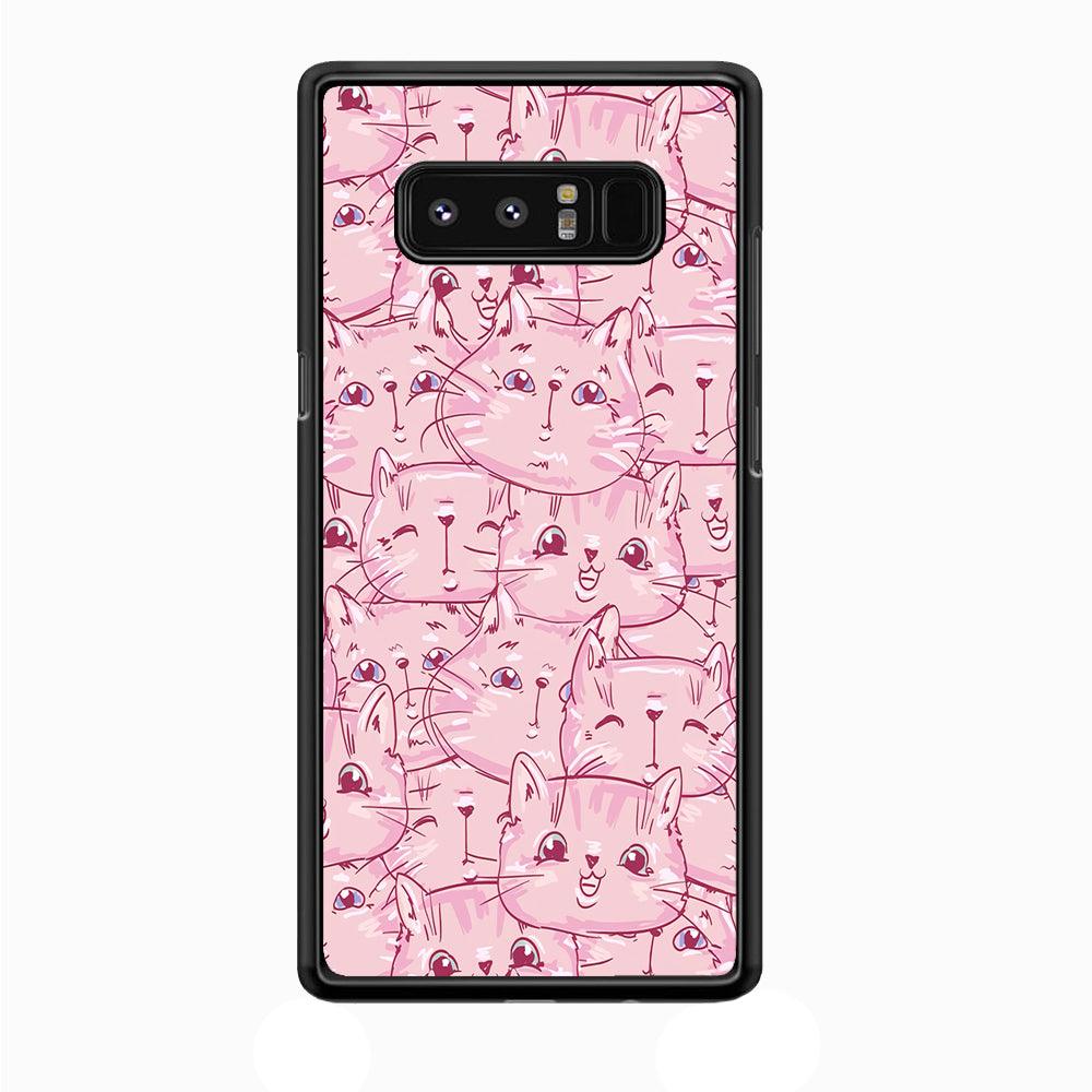 Girly Cute Face Cat Samsung Galaxy Note 8 Case-Plastic / Full Wrap (3D Case)-Xtracase