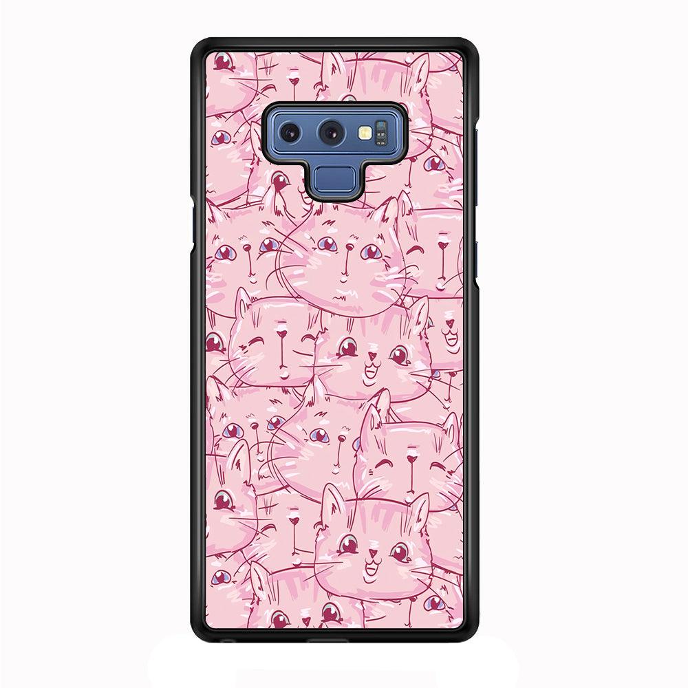 Girly Cute Face Cat Samsung Galaxy Note 9 Case-Plastic / Full Wrap (3D Case)-Xtracase