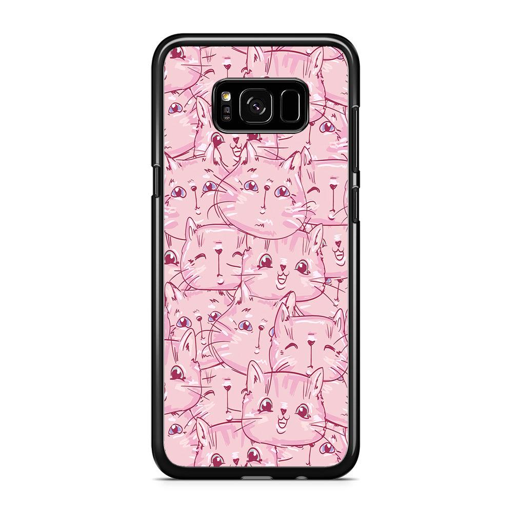 Girly Cute Face Cat Samsung Galaxy S8 Case-Rubber / Black (2D Case)-Xtracase