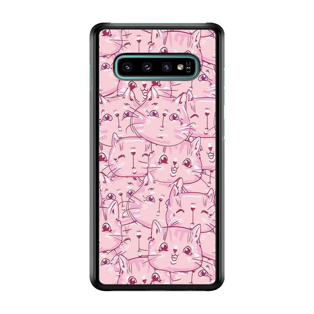 Girly Cute Face Cat Samsung Galaxy S10 Plus Case-Plastic / Full Wrap (3D Case)-Xtracase
