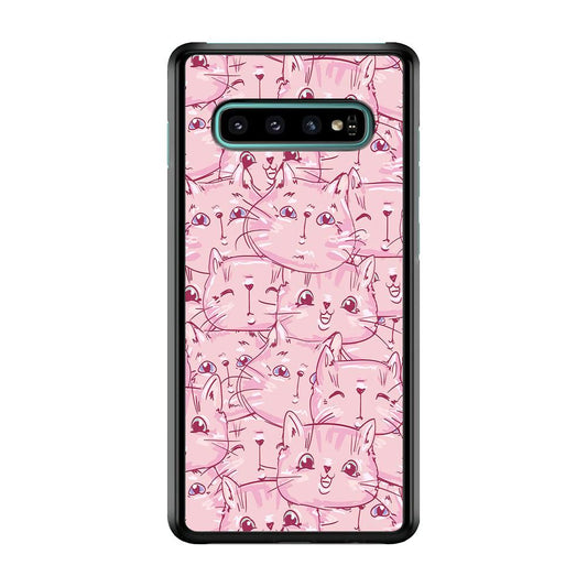 Girly Cute Face Cat Samsung Galaxy S10 Case-Plastic / Full Wrap (3D Case)-Xtracase