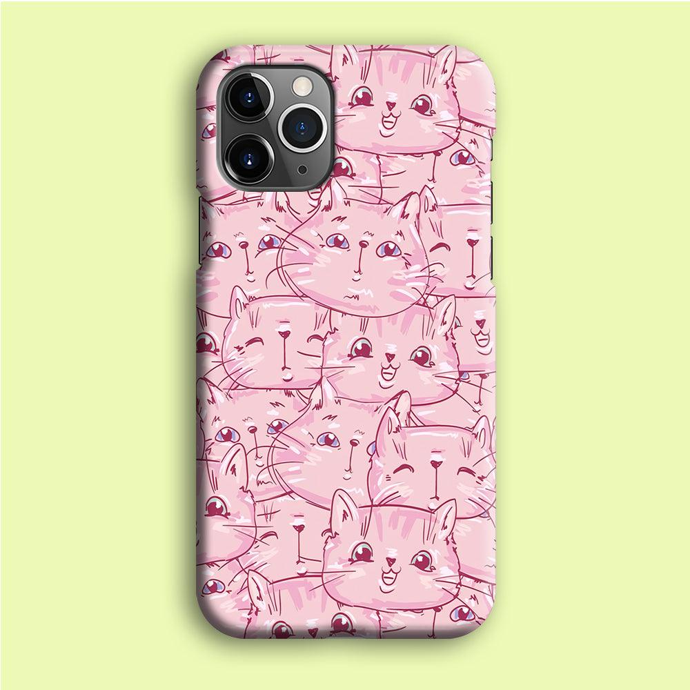 Girly Cute Face Cat iPhone 12 Pro Case-Plastic / Full Wrap (3D Case)-Xtracase