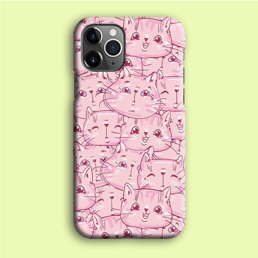 Girly Cute Face Cat iPhone 12 Pro Case-Plastic / Full Wrap (3D Case)-Xtracase