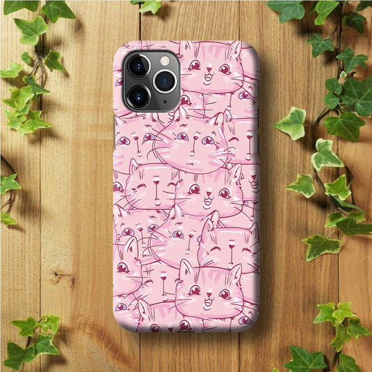 Girly Cute Face Cat iPhone 11 Pro Max Case-Plastic / Full Wrap (3D Case)-Xtracase