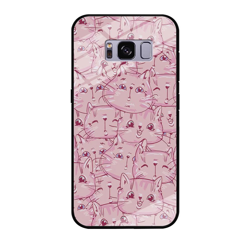 Girly Cute Face Cat Samsung Galaxy S8 Case-Tempered Glass Case-Xtracase
