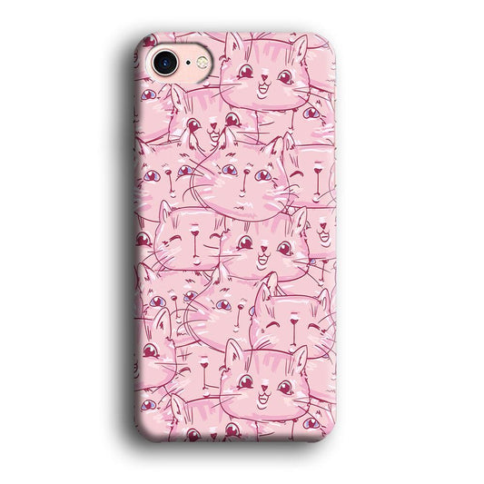 Girly Cute Face Cat iPhone 8 Case-Plastic / Full Wrap (3D Case)-Xtracase