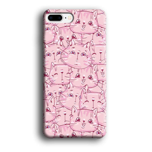 Girly Cute Face Cat iPhone 8 Plus Case-Plastic / Full Wrap (3D Case)-Xtracase