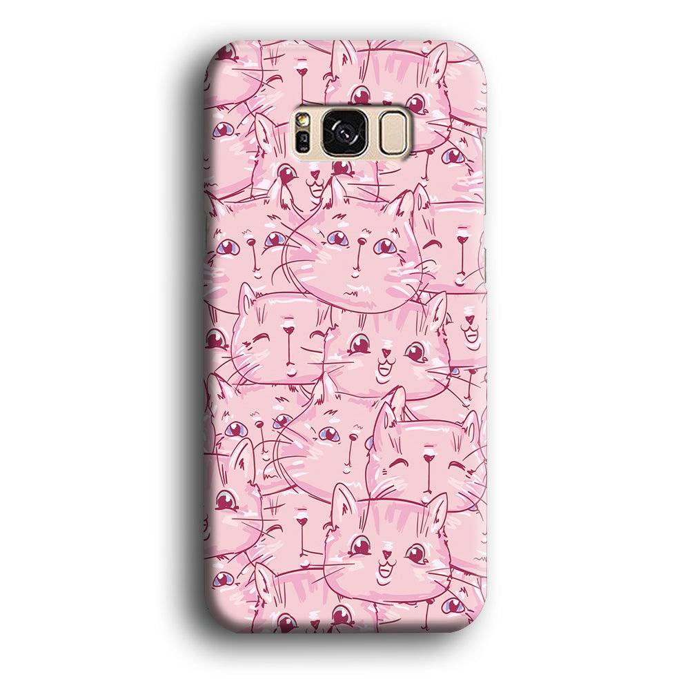 Girly Cute Face Cat Samsung Galaxy S8 Case-Plastic / Full Wrap (3D Case)-Xtracase