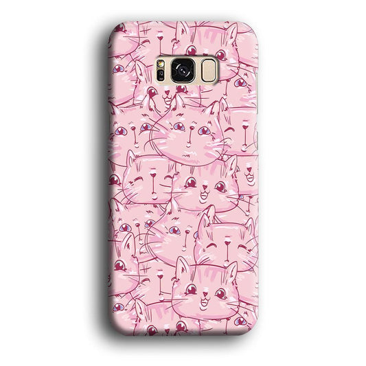 Girly Cute Face Cat Samsung Galaxy S8 Case-Plastic / Full Wrap (3D Case)-Xtracase