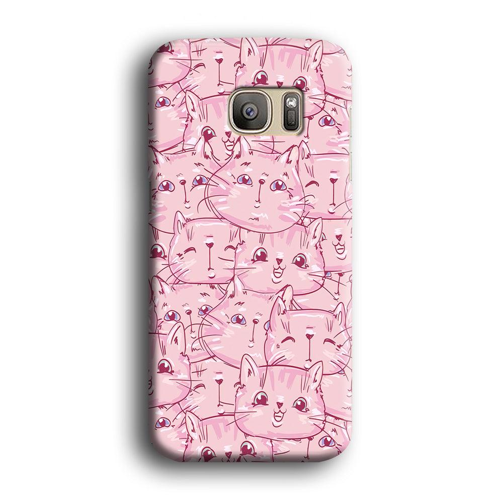 Girly Cute Face Cat Samsung Galaxy S7 Edge Case-Plastic / Full Wrap (3D Case)-Xtracase