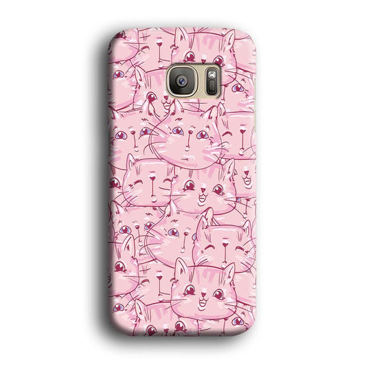 Girly Cute Face Cat Samsung Galaxy S7 Edge Case-Plastic / Full Wrap (3D Case)-Xtracase