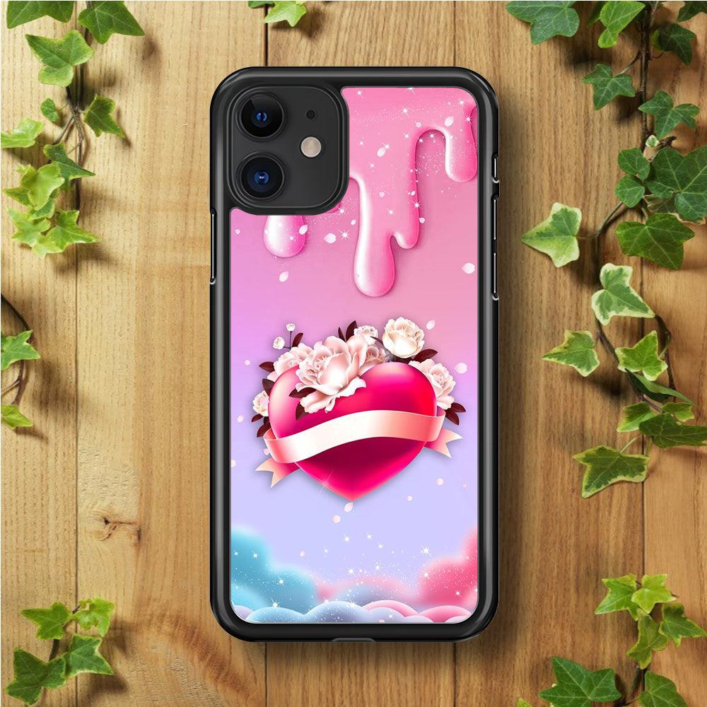 Girly Cute Love Roses iPhone 11 Case-Rubber / Black (2D Case)-Xtracase