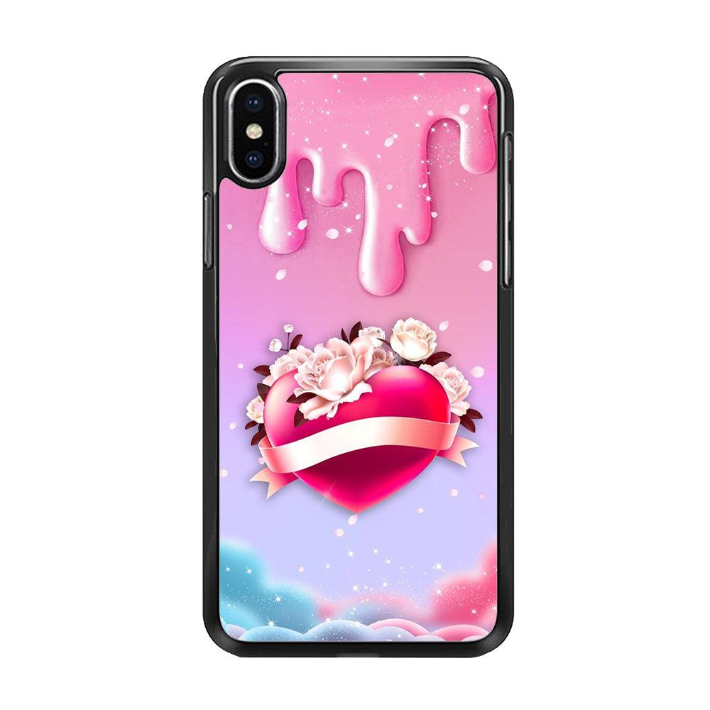 Girly Cute Love Roses iPhone Xs Max Case-Rubber / Black (2D Case)-Xtracase
