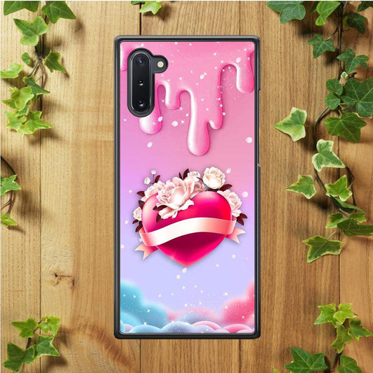 Girly Cute Love Roses Samsung Galaxy Note 10 Case-Rubber / White (2D Case)-Xtracase