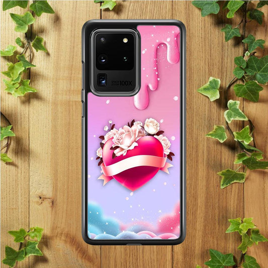 Girly Cute Love Roses Samsung Galaxy S20 Ultra Case-Rubber / Black (2D Case)-Xtracase