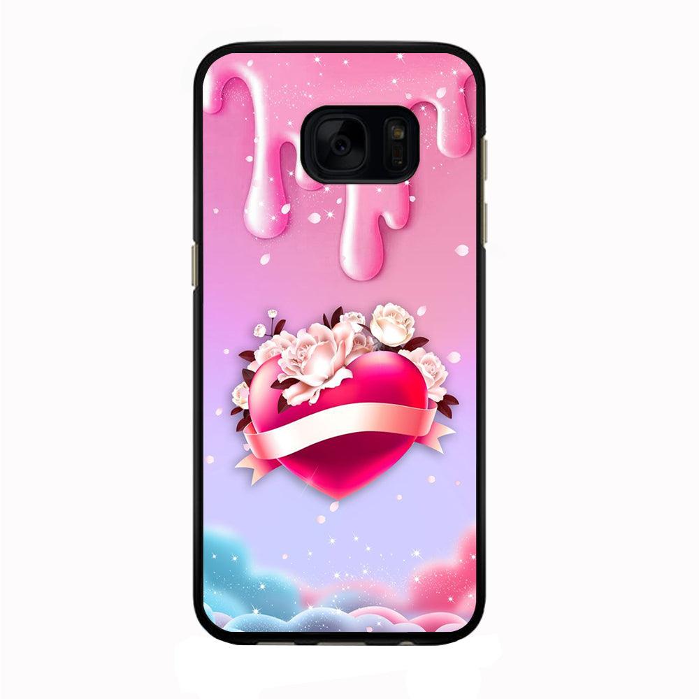 Girly Cute Love Roses Samsung Galaxy S7 Edge Case-Rubber / Black (2D Case)-Xtracase