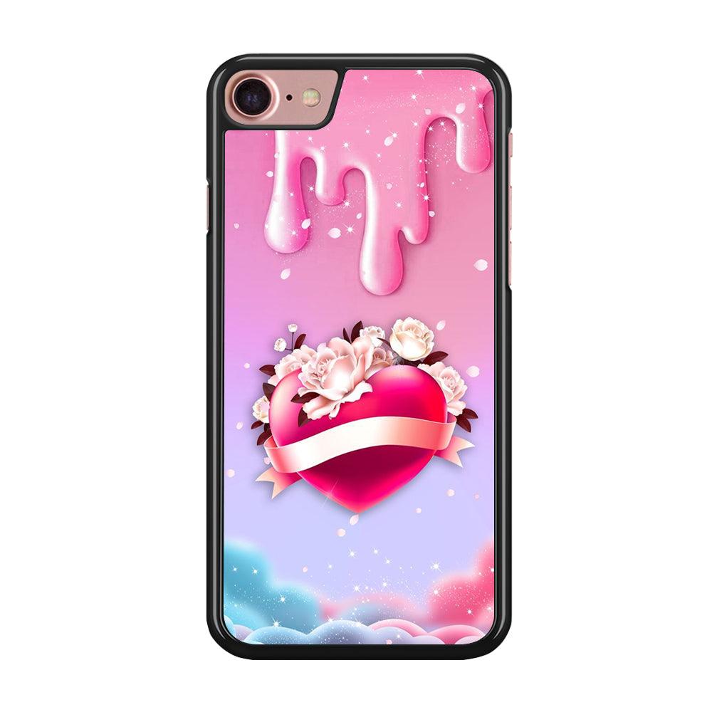 Girly Cute Love Roses iPhone 8 Case-Rubber / Black (2D Case)-Xtracase