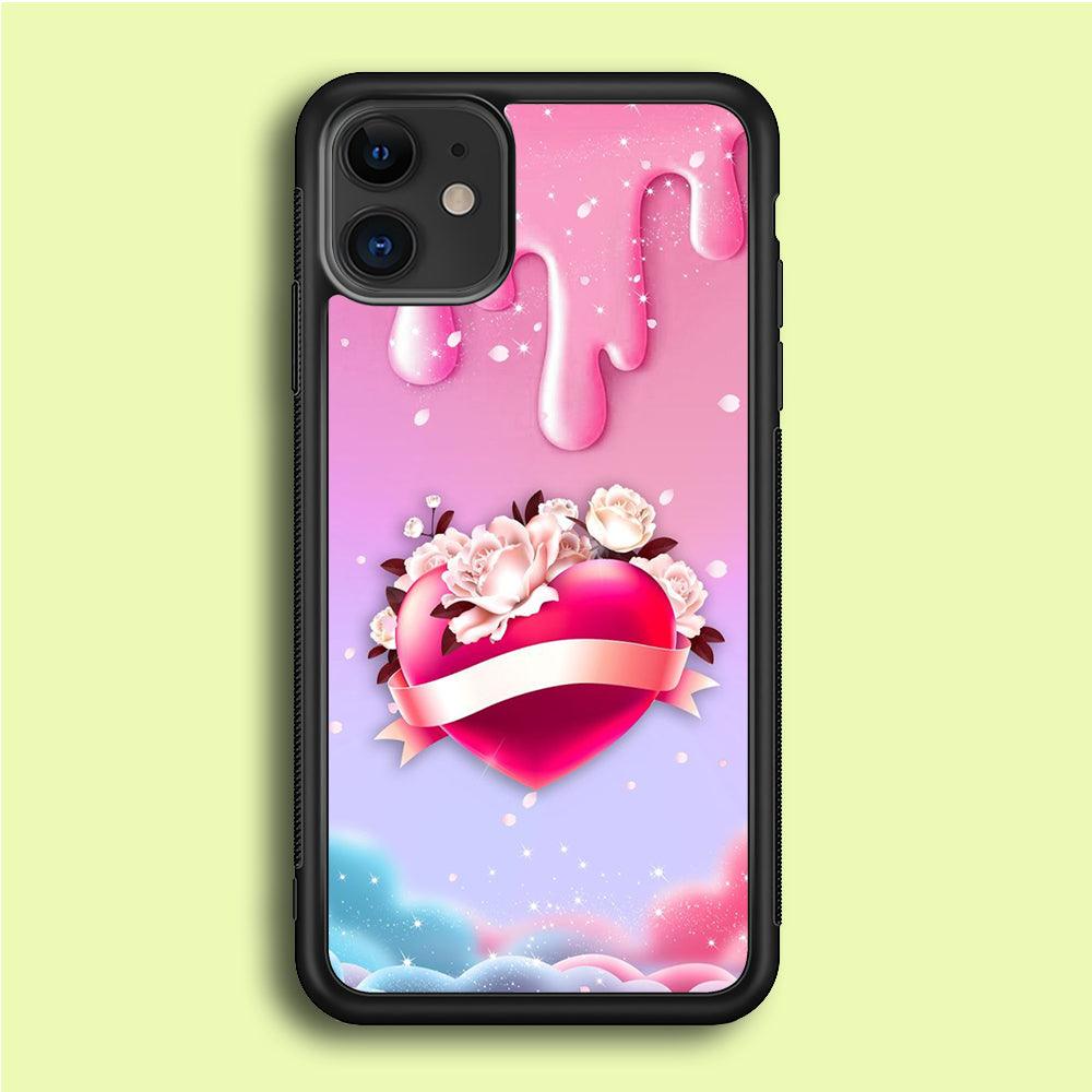 Girly Cute Love Roses iPhone 12 Mini Case-Rubber / Black (2D Case)-Xtracase